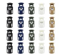 SialPro Single Hole Plastic Spring Cord Locks Toggle Stoppers for Drawstrings Paracord end clip Lanyard Plug Slide Fastener With Spring Loaded Push Button Flate Pyjamas Shoelaces (Assorted 20PCs)