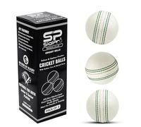 SialPro Soft Cricket Rubber Ball Set Indoor/Outdoor for Junior Youth Adult Training, Coaching, Practice Excellent Bounce with Durable Traditional Seams Stitched (White 3 Pack)