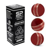 SialPro Soft Cricket Rubber Ball Set Indoor/Outdoor for Junior Youth Adult Training, Coaching, Practice Excellent Bounce with Durable Traditional Seams Stitched (Red 3 Pack)