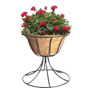 Siam Express Bell Shaped Jardiniere Planter Coco Liner Raised Metal Frame Freestanding Natural Coconut Planter Outdoor Plant Stand Garden Décor Basket Decoration for Flowers Plants Floral Displays