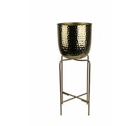 Siam Express Brass Gold Hammered Planter on Legs Freestanding Indoor Flower Plant Pot Living Room Dining Room Hallway Patio Porch Decoration MTHPFL