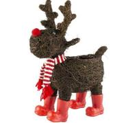 Siam Express Large Standing Reindeer Planter With Scarf And Red Boots Christmas Decor