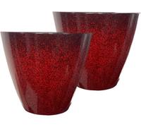 Siam Express Set Of 2 Glazed Effect 30Cm Savannah Planters - Cherry Red