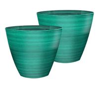 Siam Express Set Of 2 Glazed Effect 30Cm Savannah Planters - Forest Green