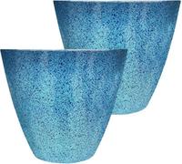 Siam Express Set Of 2 Glazed Effect 30Cm Savannah Planters - Ocean Blue Fusion