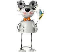 Siam Express Solar Light Up Eyes Garden Ornament Wobbling Wobbly Body Animal Insect 29cm Metal Outdoor Novelty (Solar Cat 29cm)