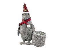 Siam Express Whitewashed Penguin Planter With Hat & Scarf Christmas Decoration