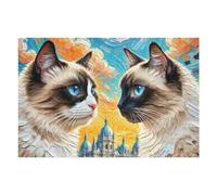 Siamese Cat 1000 Piece Premium Jigsaw Puzzle Cute Pet Adult Jigsaws Brain Training Hobby Home Decor Winter Gift Unique Shaped Creativity & Gift Giving 1000 PCS