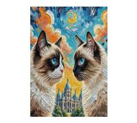 Siamese Cat 300 Piece Jigsaw Puzzle for Adults Cute Pet Animals Jigsaw Creative Gift for Loved Ones Family Activity Challenging Design Stress Relief Pastime 300 PCS