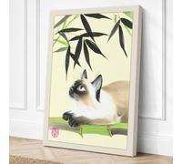 Siamese Cat Among Bamboo Canvas Wall Art Print 24x16 Inch