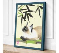 Siamese Cat Among Bamboo Canvas Wall Art Print 36x24 Inch