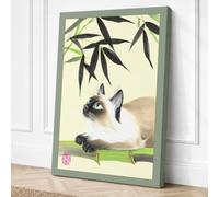 Siamese Cat Among Bamboo Canvas Wall Art Print 36x24 Inch
