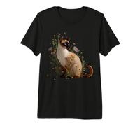Siamese cat and Wildflower Stunning Cat Blue Eyes Flowers Premium T-Shirt