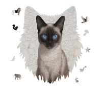 Siamese Cat Art Jigsaw Puzzle 175PCS Wolf Head Design Puzzle Wooden Jigsaw Puzzles for Adults Families