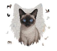 Siamese Cat Art Jigsaw Puzzle 175PCS Wolf Head Design Puzzle Wooden Jigsaw Puzzles for Adults Families