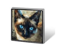 Siamese Cat Art Lapel Pin for Men Brooches And Pins for Women Square Metal Badge for Shirts, Jackets, Hats | Durable Fashion Accessory & Gift for Men, Women, Events
