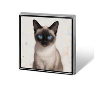 Siamese Cat Art Lapel Pin for Men Brooches And Pins for Women Square Metal Badge for Shirts, Jackets, Hats | Durable Fashion Accessory & Gift for Men, Women, Events