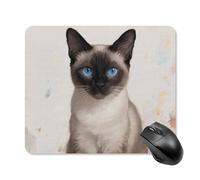 Siamese Cat Art Mouse Pad Square Laptop Mouse Mat Cute Computer Mousepad Keyboard Pad Non-Slip Desk Pads for Gaming Office Work Home 25 * 30cm