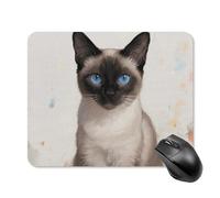 Siamese Cat Art Mouse Pad Square Laptop Mouse Mat Cute Computer Mousepad Keyboard Pad Non-Slip Desk Pads for Gaming Office Work Home 20 * 25cm