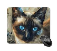 Siamese Cat Art Mouse Pad Square Laptop Mouse Mat Cute Computer Mousepad Keyboard Pad Non-Slip Desk Pads for Gaming Office Work Home 25 * 30cm
