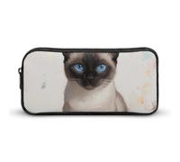 Siamese Cat Art Pencil Case - Large Aesthetic Makeup Bag Multi-Purpose Pencil Pouch Cute Cosmetic Bag with Zipper Closure for Office, Home, Study & Travel