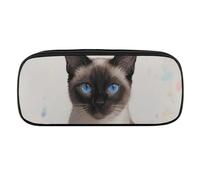 Siamese Cat Art Pencil Case Waterproof Leather Pencil Pouch Multi-purpose Aesthetic Makeup Bag Cute Pen Bag Large Cosmetic Bag for Office Stationery, Travel