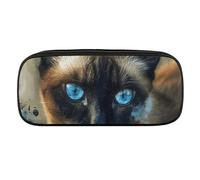 Siamese Cat Art Pencil Case Waterproof Leather Pencil Pouch Multi-purpose Aesthetic Makeup Bag Cute Pen Bag Large Cosmetic Bag for Office Stationery, Travel
