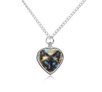 Siamese Cat Art Pet Urn Necklace for Dog Cat Ashes Heart Pets Cremation Keepsake Waterproof Pendant Memorial Jewelry Pendants Gifts for Women Men