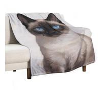 Siamese Cat Art Throw Blanket, Super Lightweight Breathable Summer Blanket, Soft Cozy Flannel Throw Blankets for Couch, Sofa, Chair, Bed, Camping, Picnic, Travel Bed Blankets All Season Use 40"x60"
