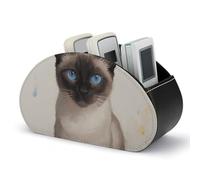 Siamese Cat Art TV Remote Control Stand, Desk Organizer, 5 Slot Storage Stand for TV, DVD/Accessories, Stylish Desk Decor for Living Room