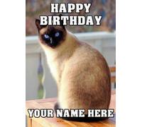 Siamese cat Birthday Greeting Personalised Card A5 Any Name AN8