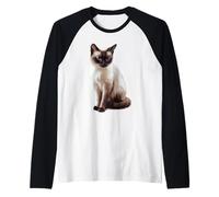 Siamese Cat Blue Eyes Feline Pet Lover Raglan Baseball Tee