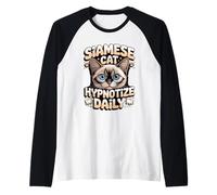Siamese Cat Blue Eyes Hypnotize Daily Raglan Baseball Tee