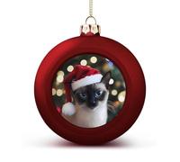 Siamese Cat Christmas Shiny Christmas Ball Ornaments for Xmas Tree Hanging Balls Holiday Party Decoration 2PCS