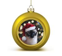 Siamese Cat Christmas Shiny Christmas Ball Ornaments for Xmas Tree Hanging Balls Holiday Party Decoration 2PCS