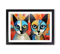 Siamese Cat Constructivism Framed Print | A2 Black Framed Wall Art | Ready to Hang | Modern Animal Picture | Living Room Bedroom Lounge Office