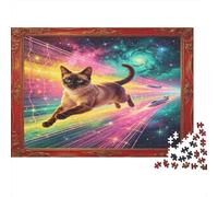 Siamese Cat Cosmic Fantasy 1000 Piece Jigsaw Puzzle Paper for Adults Galactic Scene Jigsaw Puzzle for Family Focus Relaxation Home Gift 38x26cm/1000pcs