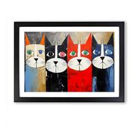 Siamese Cat Dadaism Framed Print | A2 Black Framed Wall Art | Ready to Hang | Modern Animal Picture | Living Room Bedroom Lounge Office