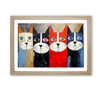 Siamese Cat Dadaism Framed Print | A2 Oak Framed Wall Art | Ready to Hang | Modern Animal Picture | Living Room Bedroom Lounge Office