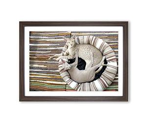 Siamese Cat Framed Print | A2 Walnut Framed Wall Art | Ready to Hang | Modern Animal Picture | Living Room Bedroom Lounge Office