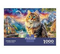 Siamese Cat Garden Recycled Cardboard 1000 Piece Cat in Town Puzzle Bundle, Brain Training, Personalised Gift, Wall Decor & Office Break Fun 38x26cm/1000pcs