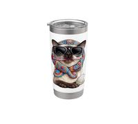 Siamese Cat Granny Square Crochet Yarn Crocheting Lover Cute Stainless Steel Insulated Tumbler