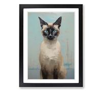 Siamese Cat Impressionism Framed Wall Art Print A2 Black