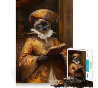 Siamese Cat in Renaissance Attire Reading 1000 Piece Jigsaws for Teenagers Puzzle Think Toy Stress Relief Sharp Cut Santa Wish List 50x75cm