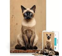 Siamese Cat Jigsaw Puzzle for Adults 1000 Pieces Mind Exercise Toy Together Fun Precision Cut Unique Gift 38x52cm