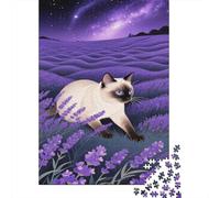 Siamese Cat Jigsaw Puzzles Puzzle for Adults Kids. 1000 Piece Lavender Field Whimsical Challenge Toy Home Decoration for Gifts 1000pcs (75x50cm)