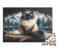 Siamese Cat Landscape 1000 Pieces Extra-Thick Cardboard DIY Jigsaw Puzzle, Cognitive Development & Rehabilitation Puzzle, Leisure Activity, Premium Quality Puzzle 52x38cm/1000pcs