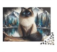 Siamese Cat Landscape 1000 Pieces Puzzles Beautiful View Alaskan Malamute Portrait Wall Decoration Educational Game for Men And Women Challenging Jigsaw Jigsaw Puzzles for Adults 52x38cm/1000pcs
