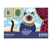 Siamese Cat Louvre Gallery Wooden Jigsaw Puzzle Waterproof 1000 Piece Puzzles for Adults Fun Educational Games