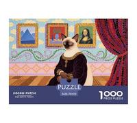 Siamese Cat Louvre Gallery Wooden Jigsaw Puzzle Waterproof 1000 Piece Puzzles for Adults Gifts Colourful Home Decoration